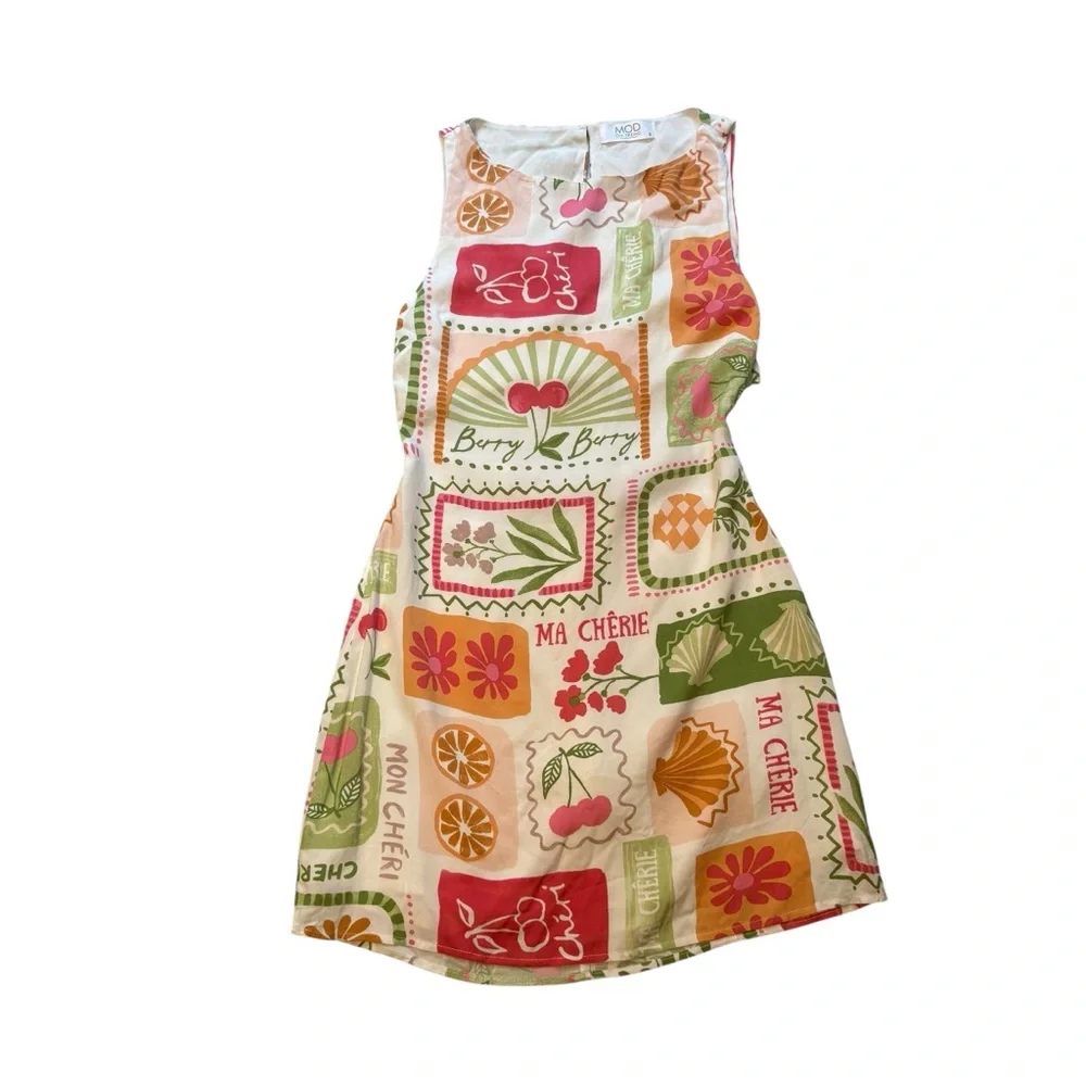 NWT, Mod On Trend Secret Symphony Cutout Tie Back Print Dress!, Sz S - Picture 10 of 16